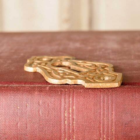 #47821 Antique Ornate Bronze Keyhole Escutcheon image 4