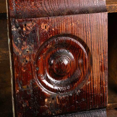 #47865 Salvaged Antique Wood Rosette Trim Block image 4