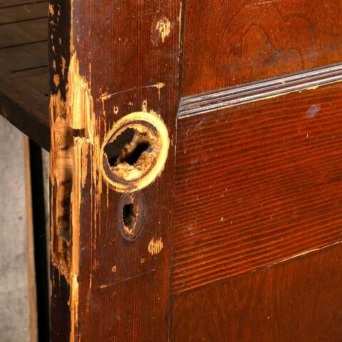 #48063 30x78 Salvaged 2 Panel Pine Interior Door image 8