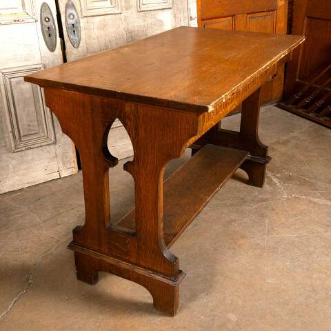 #48155 Antique Arts & Crafts Oak Church Altar Table image 3