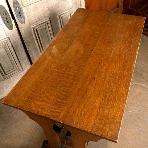 #48155 Antique Arts & Crafts Oak Church Altar Table image 4