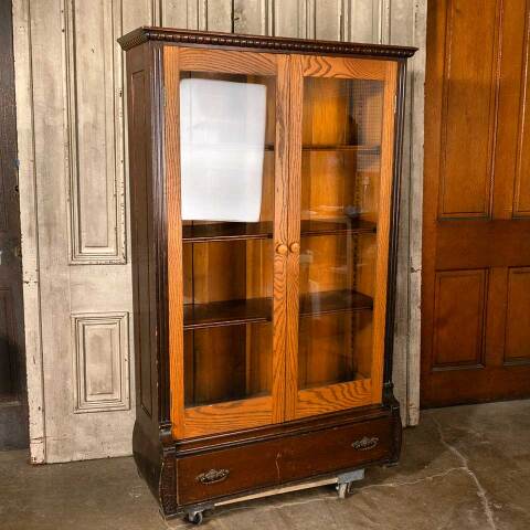 #48156 Antique Oak Two Door Bookcase image 2