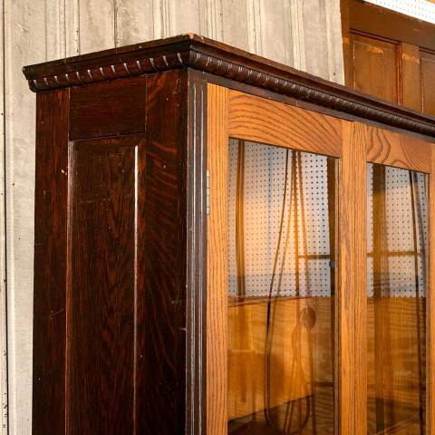 #48156 Antique Oak Two Door Bookcase image 3