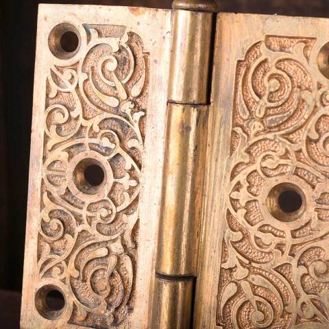 #48249 Antique Ornate Bronze Door Hinge Hardware image 3