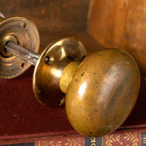 #48251 Antique Glass & Brass Doorknob Door Set image 5