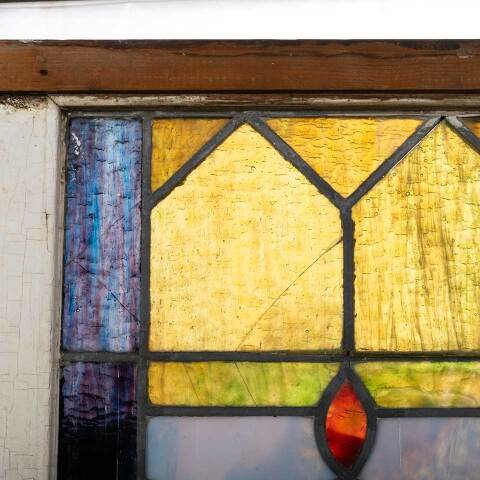 #48357 24x20 Antique Stained Glass Window AS IS image 6