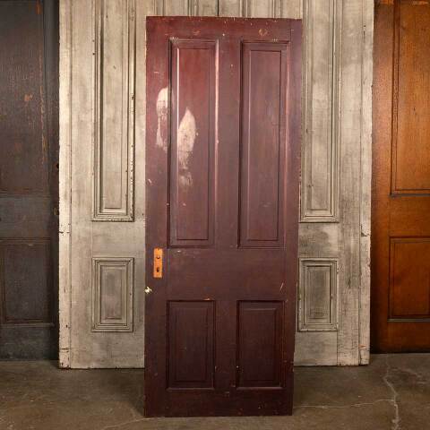 #48508 30x77 Antique 4 Panel Pine Interior Door image 5