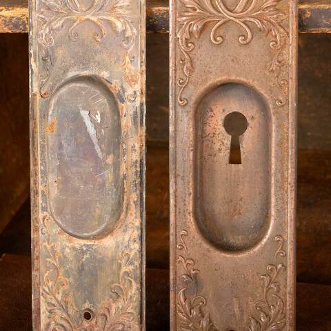 #48521 Antique Corbin Pocket Door Pull Handles image 6