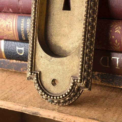 #48611 Antique Brass Pocket Door Pull Hardware image 5