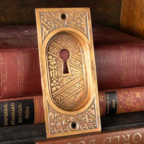 #48612 Antique Corbin Pocket Door Pull Hardware image 3