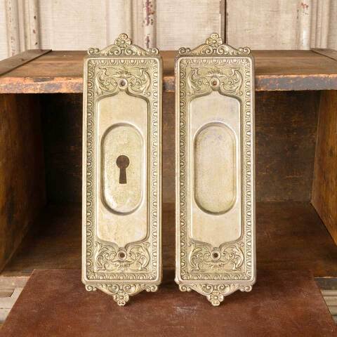 #48616 Antique Corbin Pocket Door Pull Handles image 3