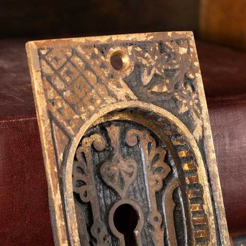 #48620 Antique Victorian Pocket Door Pull Hardware image 3