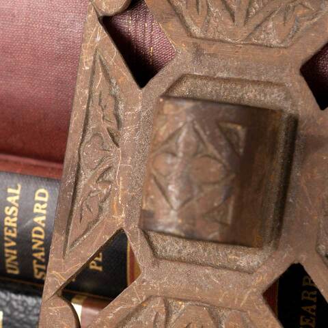 #48624 Antique Cast Iron Oil Lamp Wall Bracket image 4