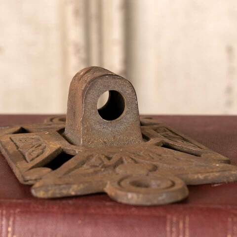 #48624 Antique Cast Iron Oil Lamp Wall Bracket image 5