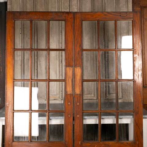 #48678 60x79 Antique Oak 12 Lite French Doors image 6