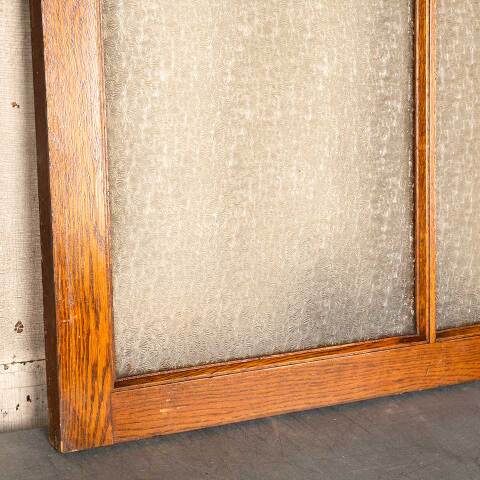 #48698 Antique Privacy Glass Oak Transom Window image 3