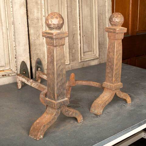 #48848 Arts & Crafts Cast Iron Fireplace Andirons image 3