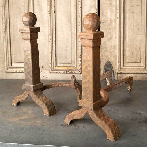 #48848 Arts & Crafts Cast Iron Fireplace Andirons image 7