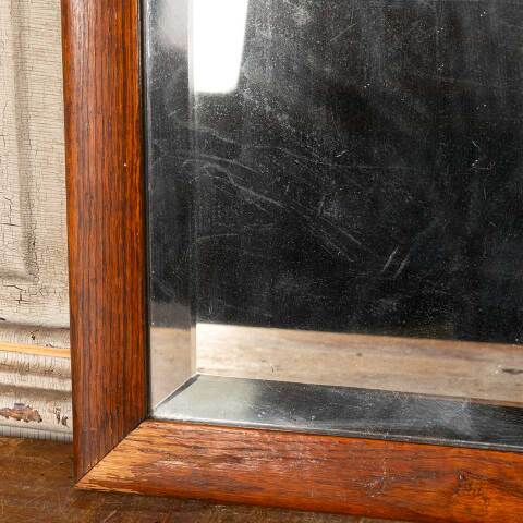 #49007 Antique Wood Framed Beveled Glass Mirror image 3