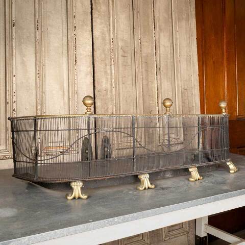 #49039 Antique Brass & Iron Footed Fireplace Fender image 2