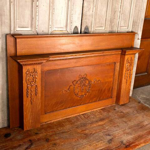 #49221 Salvaged Antique Oak Fireplace Overmantel image 2