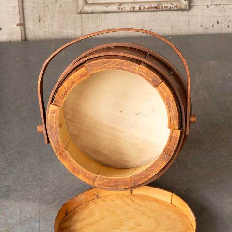 #49371 Antique Primitive Wood Firkin Bucket w/ Lid image 3