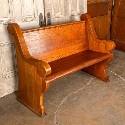 #49519 Antique Solid Wood Church Pew Bench image 3