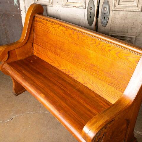 #49519 Antique Solid Wood Church Pew Bench image 6