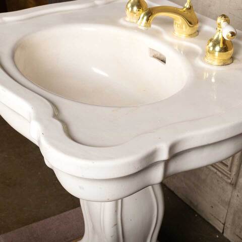 #49525 Antique Porcelain Bathroom Pedestal Sink image 3