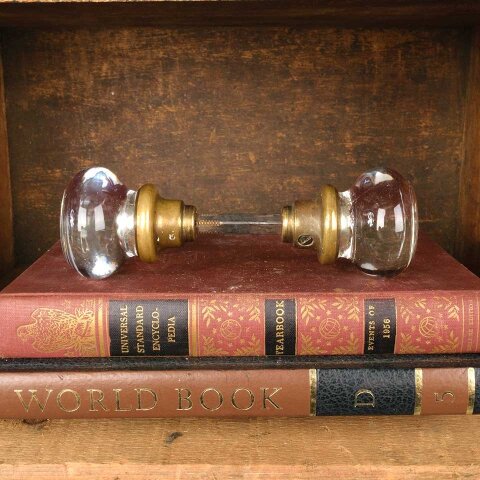 #49545 Antique Round Glass Doorknobs Hardware image 2