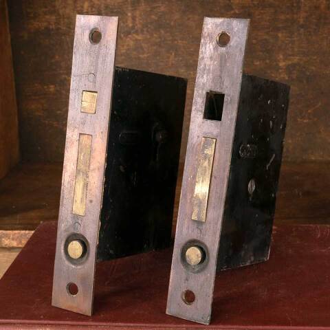 #49644 Antique CHICAGO Pocket Door Locks & Key image 2