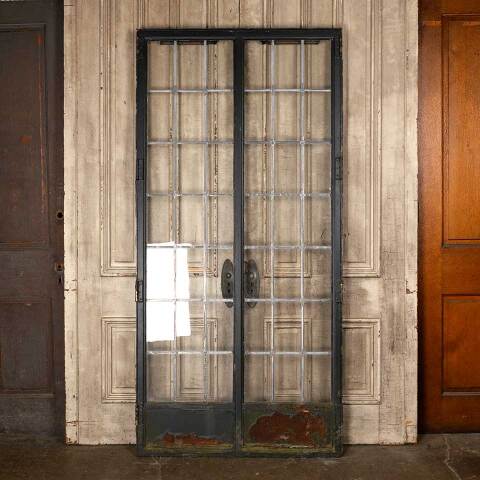 #49669 41x85 Antique Leaded Glass Casement Doors image 7
