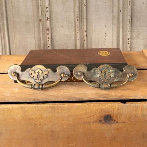 #49704 Vintage Brass Furniture Drawer Bail Pulls image 2