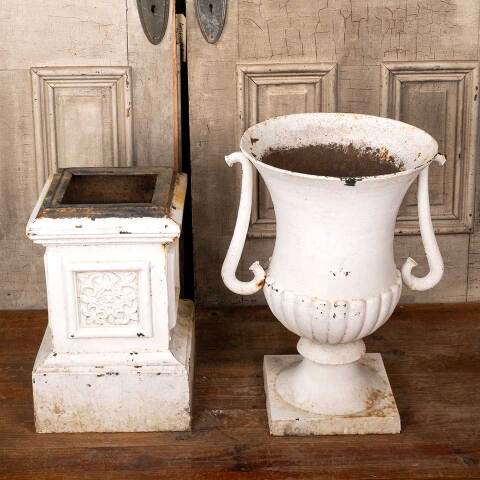 #49710 Antique Cast Iron Planter Urn & Pedestal image 8
