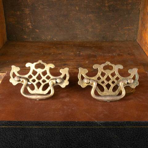 #49738 Vintage Brass Furniture Drawer Bail Pulls image 2