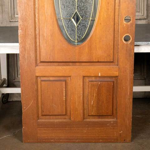 #49742 36x79 Oak Entry Door with Leaded Glass image 8