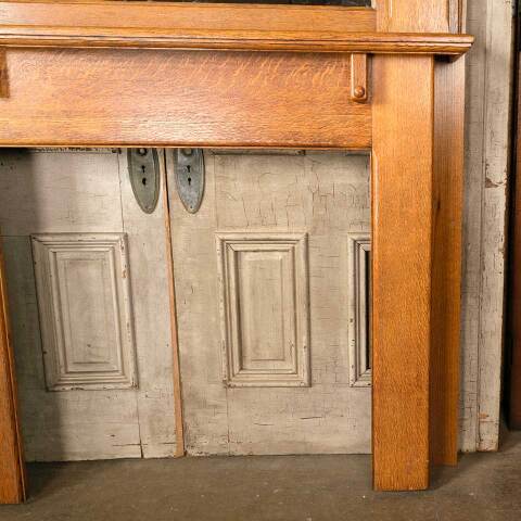 #49789 58x70 Salvaged Antique Oak Fireplace Mantel image 7