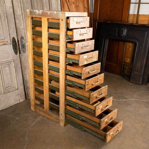 #49831 Antique Oak Card Catalog Filing Cabinet image 5