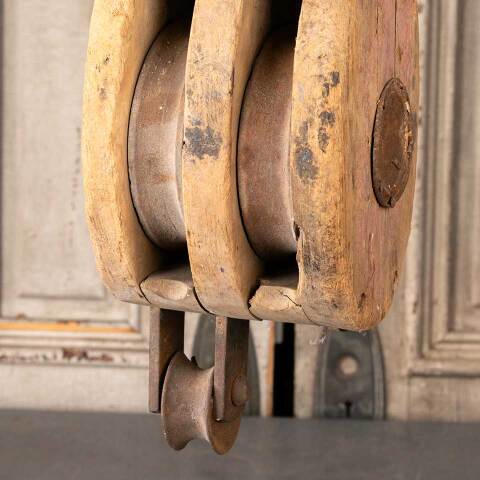 #49881 Antique Cast Iron & Brass Barn Pulley image 3