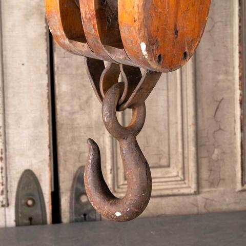 #49882 Antique Wood & Cast Iron Barn Pulley image 6