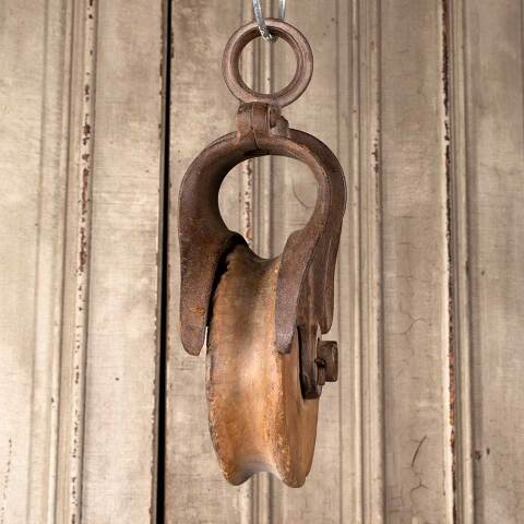 #49884 Antique Myers Wood & Cast Iron Barn Pulley image 4