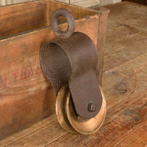 #49891 Antique Cast Iron & Brass Barn Pulley image 3