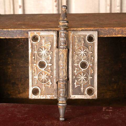 #49894 3 1/2" Antique Ornate Cast Iron Door Hinge image 4