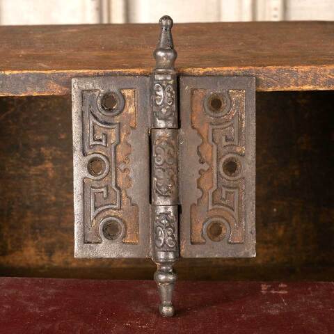 #49896 3 1/2" Antique Ornate Cast Iron Door Hinge image 2