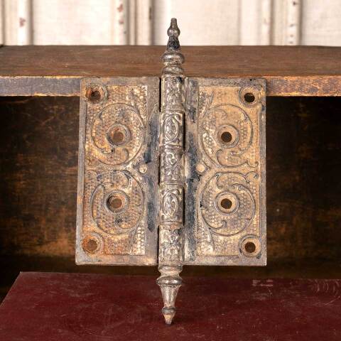 #49897 4 1/2" Antique Ornate Cast Iron Door Hinge image 2