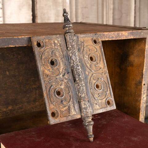 #49897 4 1/2" Antique Ornate Cast Iron Door Hinge image 3