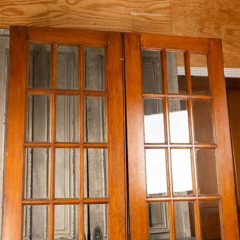 #49923 60x96 Antique Oak 18 Lite French Doors image 6
