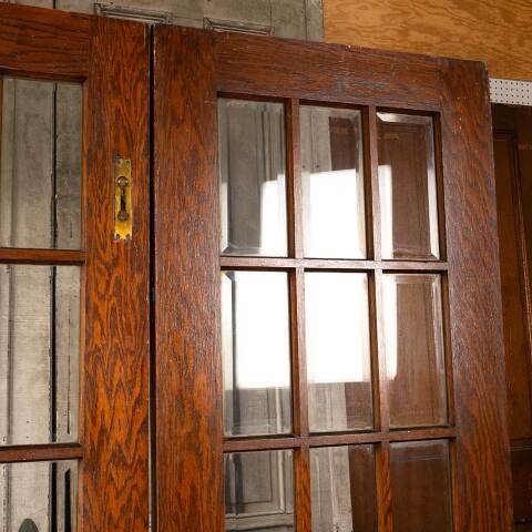 #49951 59x83 Antique Oak 15 Lite French Doors image 7