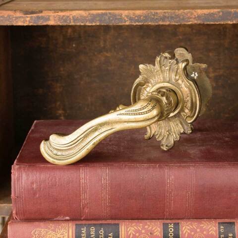 #50053 Salvaged Ornate Brass Door Lever Handles image 2