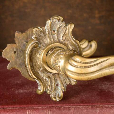 #50053 Salvaged Ornate Brass Door Lever Handles image 5